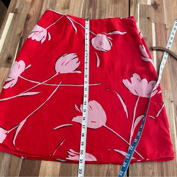 Red & White Tulip Print Floral Skirt Flowy - Picture 5 of 7